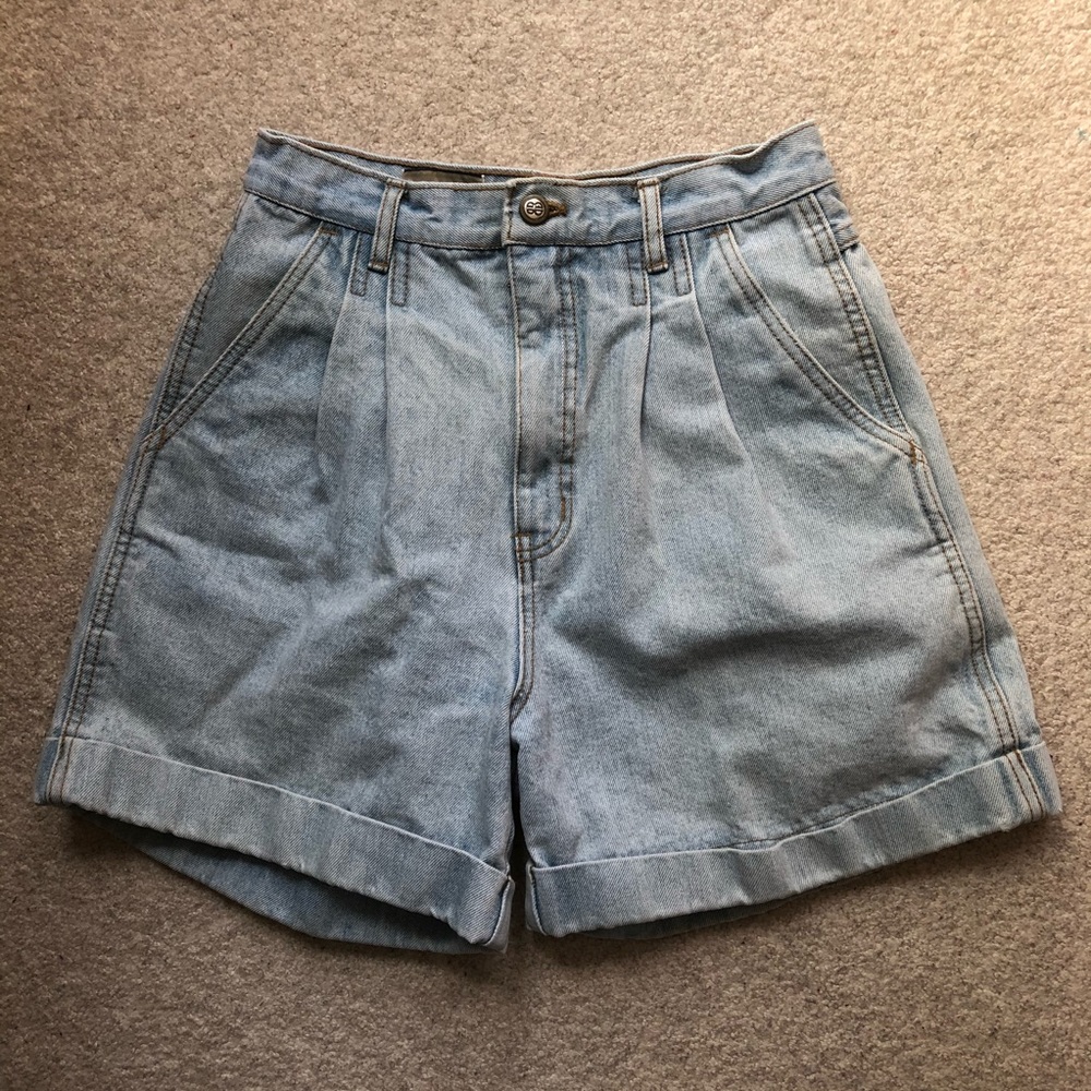 Vintage Pleated Denim Shorts